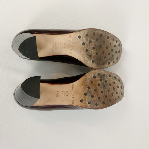 Antonio Melani Brown Leather Block Heel Loafer Women's Size 7.5 - Picture 7 of 7